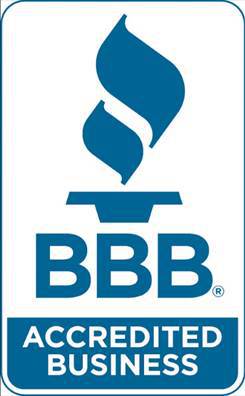 A blue and white logo for the better business bureau.