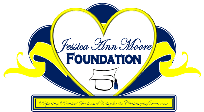 A heart with the words jessica ann moore foundation in it.