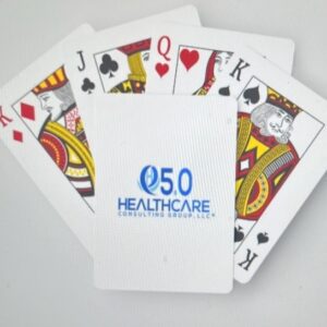 A deck of cards with the words " q 5 0 healthcare " on it.
